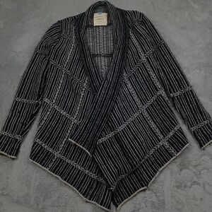 Sparrow Sweater Womens Small Black Knit Wool‎ Cardigan Open Boho